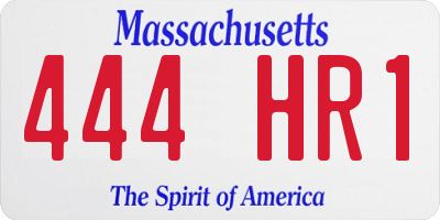 MA license plate 444HR1