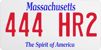 MA license plate 444HR2