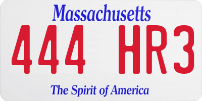 MA license plate 444HR3