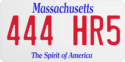 MA license plate 444HR5