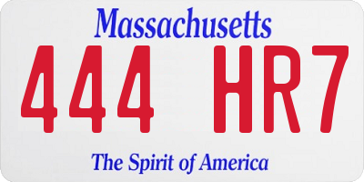 MA license plate 444HR7