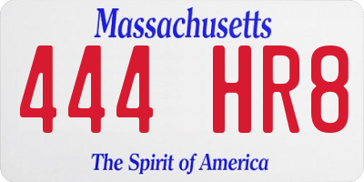 MA license plate 444HR8