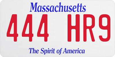 MA license plate 444HR9