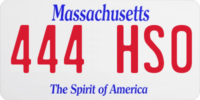 MA license plate 444HS0