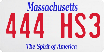 MA license plate 444HS3