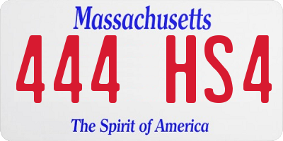 MA license plate 444HS4