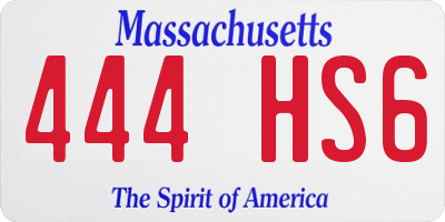MA license plate 444HS6