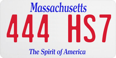 MA license plate 444HS7
