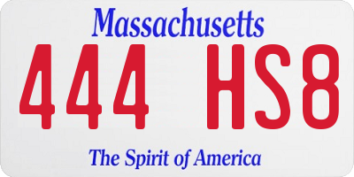 MA license plate 444HS8