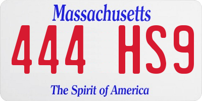 MA license plate 444HS9