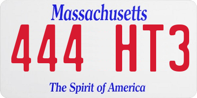 MA license plate 444HT3