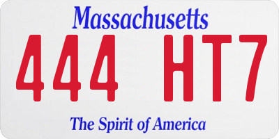 MA license plate 444HT7