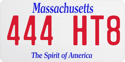 MA license plate 444HT8