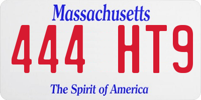 MA license plate 444HT9