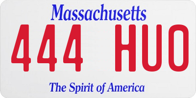 MA license plate 444HU0