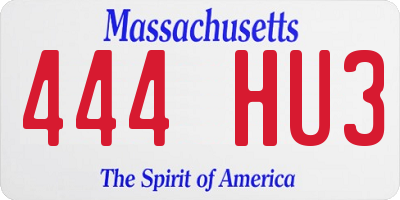 MA license plate 444HU3