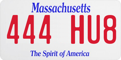 MA license plate 444HU8
