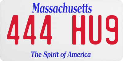 MA license plate 444HU9