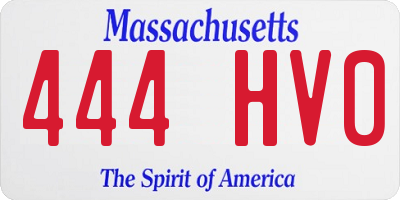 MA license plate 444HV0