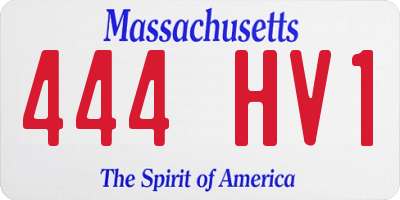 MA license plate 444HV1