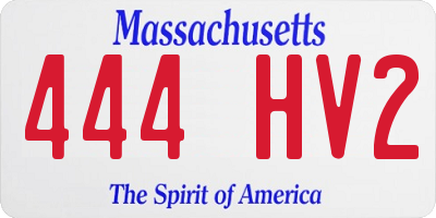 MA license plate 444HV2