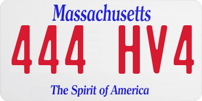 MA license plate 444HV4