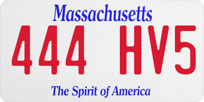 MA license plate 444HV5