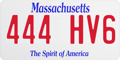 MA license plate 444HV6