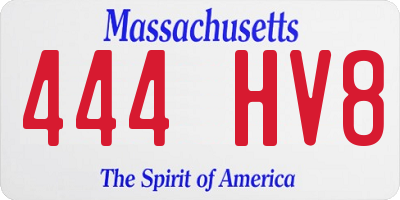 MA license plate 444HV8