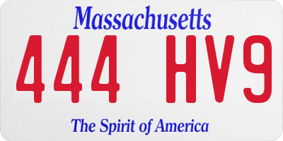 MA license plate 444HV9
