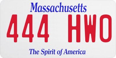 MA license plate 444HW0