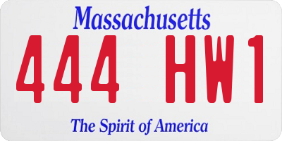 MA license plate 444HW1