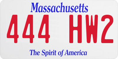 MA license plate 444HW2