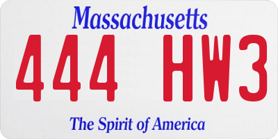 MA license plate 444HW3