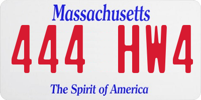 MA license plate 444HW4