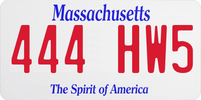 MA license plate 444HW5
