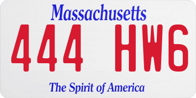 MA license plate 444HW6