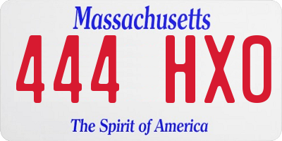 MA license plate 444HX0