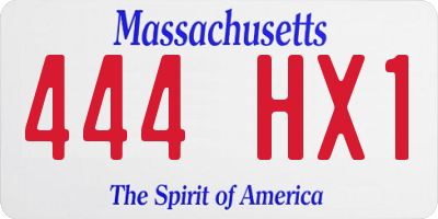 MA license plate 444HX1