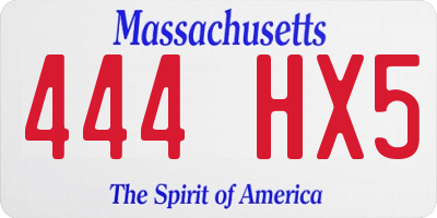 MA license plate 444HX5