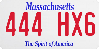 MA license plate 444HX6