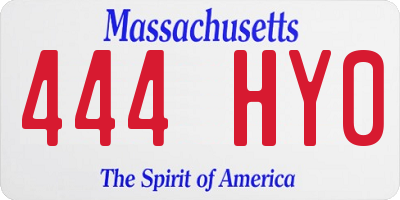 MA license plate 444HY0