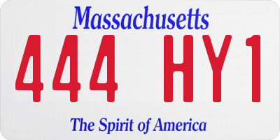 MA license plate 444HY1
