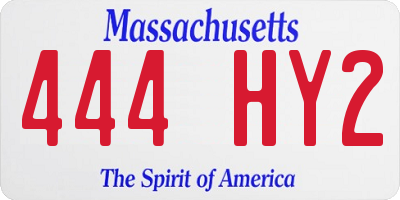 MA license plate 444HY2