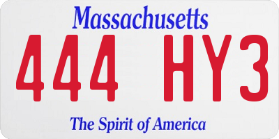 MA license plate 444HY3