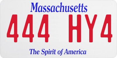 MA license plate 444HY4