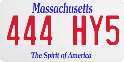 MA license plate 444HY5