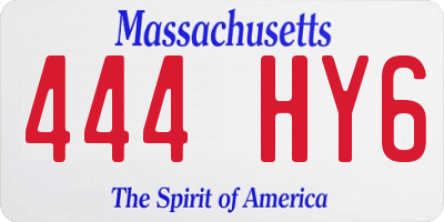 MA license plate 444HY6