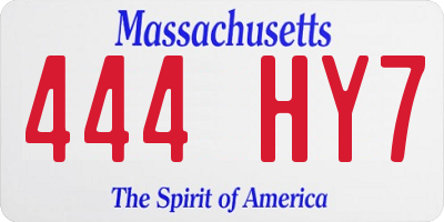 MA license plate 444HY7