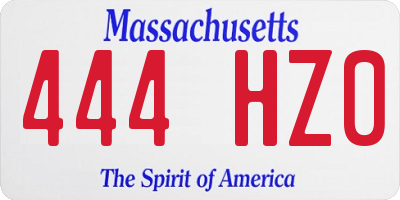 MA license plate 444HZ0